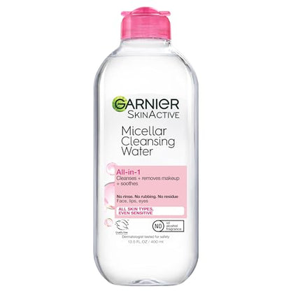 Agua micelar de limpieza para el rostro, todo en 1 limpiador y desmaquillante, Garnier, Normal